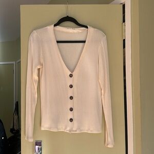 Reformation Iris Cardigan Knit Button Long Sleeve Top